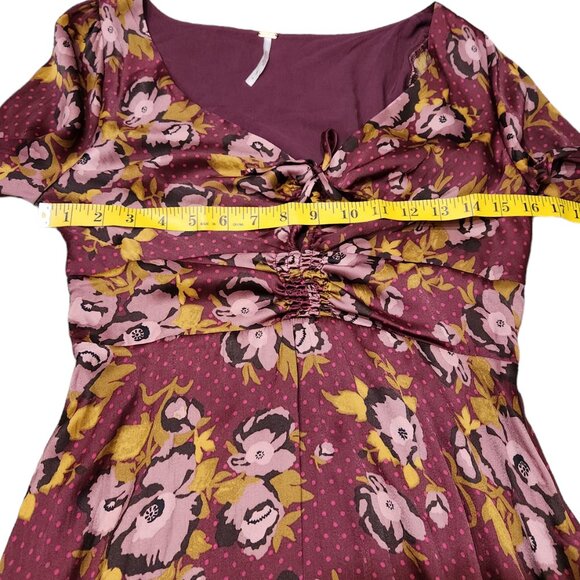 Free People Floral Fit & Flare Purple Dress Longsleeve Lightweight Size 6 - Picture 8 of 11